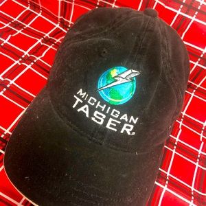 Michigan Taser hat. Corporate giveaway during sales presentation.